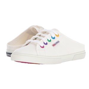 Superga 2288 Multi Color Eyelets Slip On Sneaker WHITE/RAINBOW - SI…
